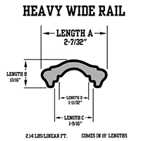 <!-2-7/32 Inch (in.) Heavy Wide Molded Cap Rails Diagram->